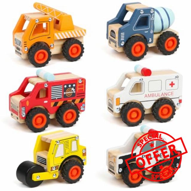 6 PCS Wooden Cars Educational Toys for Childre
