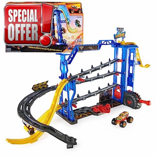 Monster Jam Garage Playset and Storage with Exclusive Grave Digger Monster Truck