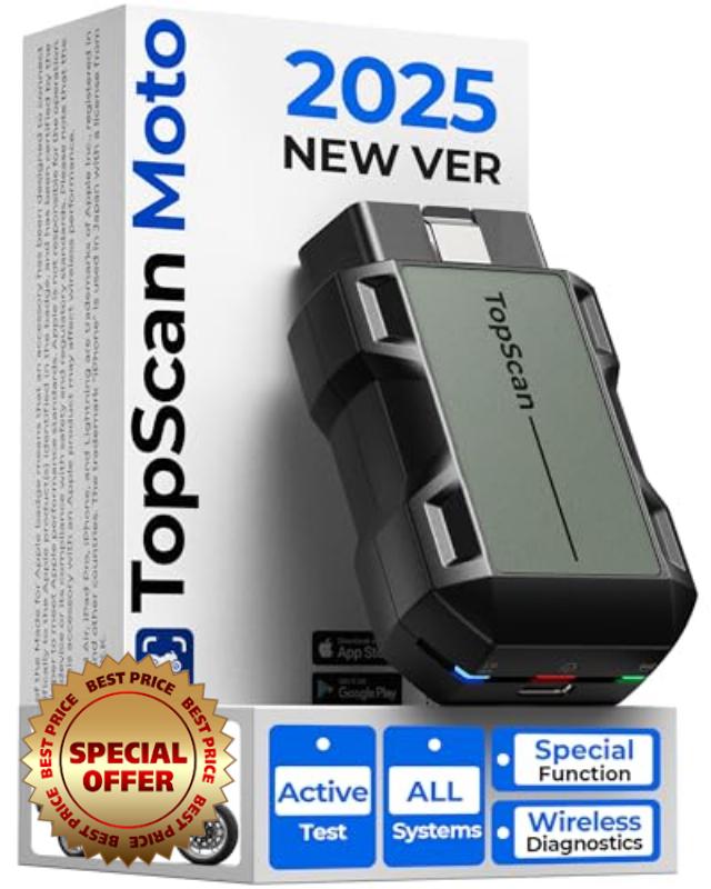 TOPDON TopScan Motocycle OBD2 Scanner for Harley/Ducati/BMW/Yamaha/Suzuki | Also for Honda/Kawasaki
