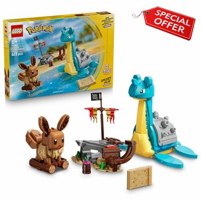 LEGO Pokémon SMART Play: Eevee and Lapras’s Treasure Hunt - Compatible Interactive Toy Set Incl. 3 SMART Tags and 2 Pokémon Figures - Gift Idea for 8+ Year Old Boys and Girls - 72162