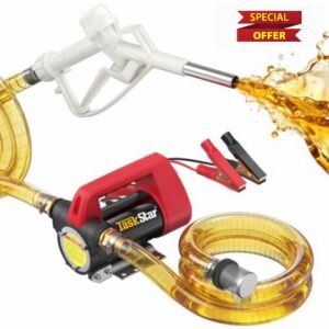 TaskStar 12V Fuel Transfer Pump Kit: 50L/Min Electric Diesel Transfer Pump with Fuel Nozzle