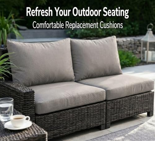 Water Resistant Patio Sofa Cushions for Garden & Conservatory (Grey