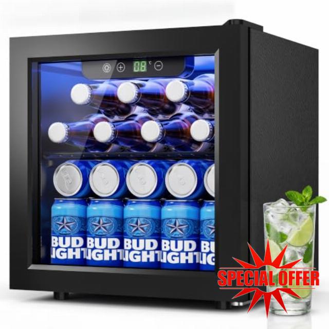 TRIUMPHKEY 36L Compact Beverage Cooler Mini Fridge | Holds 24 cans & 6 bottles