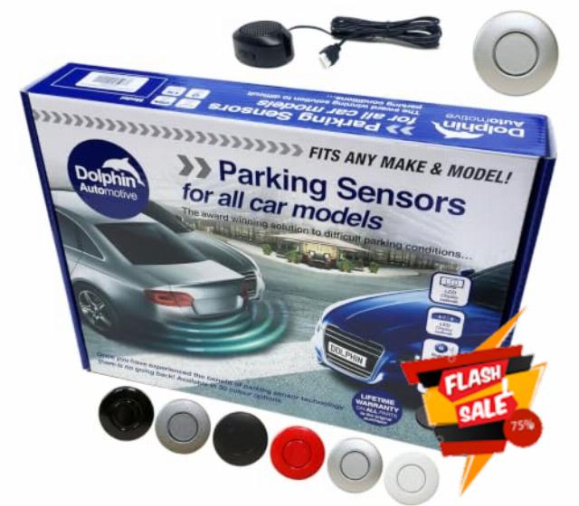 Dolphin Automotive Reverse Rear Parking Sensor Kit With Buzzer (Silver) | 4 Sensors