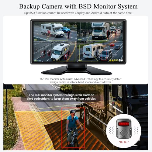 1080P HD 4-Split 10.36" Touch Monitor Rear/Side Reverse Cameras with Mirror Link Waterproof Night Vision DVR Recording