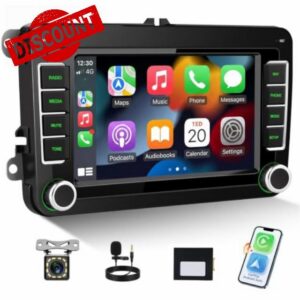 CAMECHO Car Stereo for VW Skoda Fabia 2007-2013 with Wireless CarPlay Android Auto
