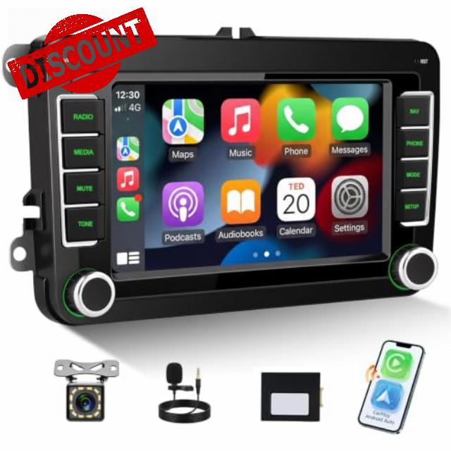 CAMECHO Car Stereo for VW Skoda Fabia 2007-2013 with Wireless CarPlay Android Auto