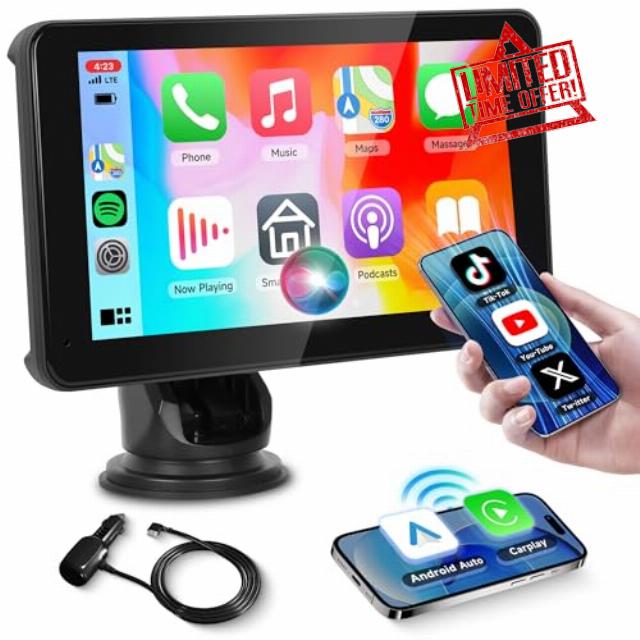 Wireless Carplay Screen Portable Car Stereo Android Auto Screen