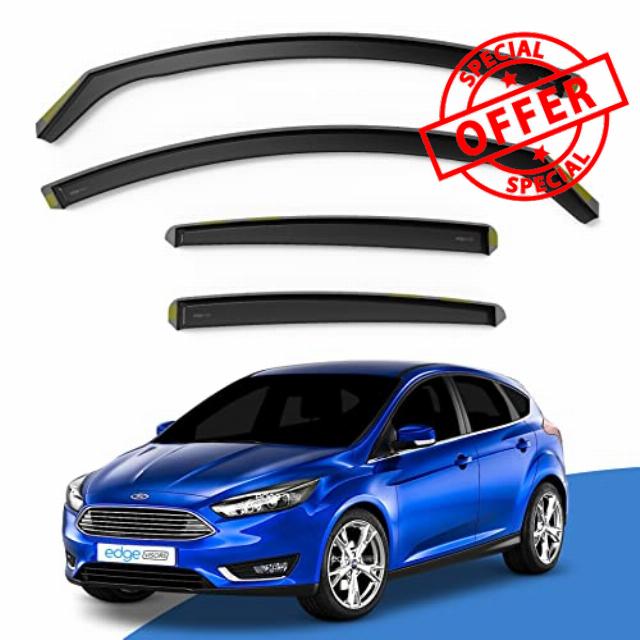 EdgeVisors Wind Deflectors for Ford Focus MK3 5 Door Hatchback (2011-2018) 4pc Set | In-Channel Rain Guards & Accessories