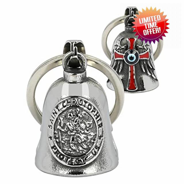 St Christopher Guardian Bell for Motorbikes: Guardian Angel Wings Motorbike Gifts Gremlin Bell Motorcycle