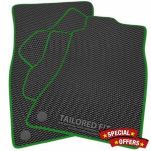 Rubber Car Mats for MG ZS Hybrid (2024 -) Exclusive Diamond Rubber with Green Ribbed Trim [2926]