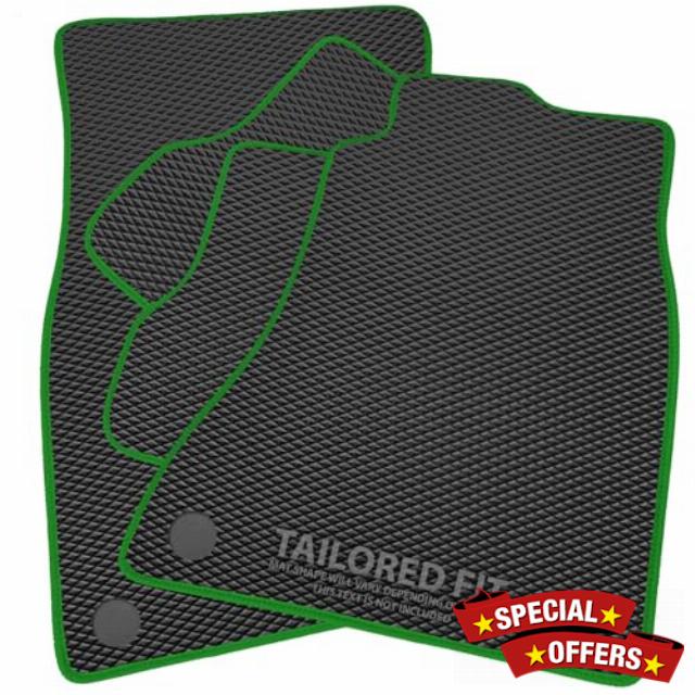 Rubber Car Mats for MG ZS Hybrid (2024 -) Exclusive Diamond Rubber with Green Ribbed Trim [2926]