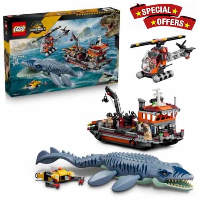 LEGO Jurassic World Mosasaurus Dinosaur Boat Attack Toy - Cargo Ship
