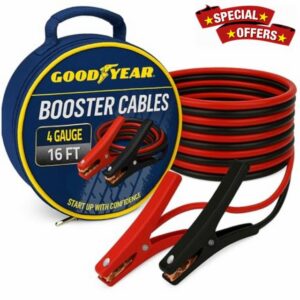 Goodyear Heavy Duty Jumper Cables for Car Battery – 4 Gauge 16 ft Booster Cables with Carrying Case for Cars