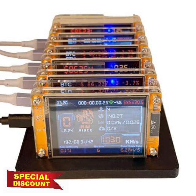 Home BTC 6X 1030KH/S + 6 Slots Stand Bitcoin Crypto Solo Miner 2.8 Inch Display Upgraded Harshrate