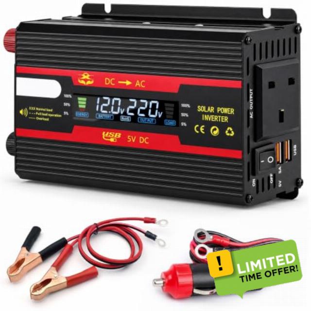 3000W Peak Power Inverter — Modified Sine Wave Inverter 12V/24V to 220V-240V AC with LCD Display