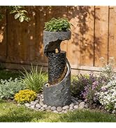 Bumilgar 62CM Rock Cascading Water Feature Outdoor&Indoor, 6-Tier Naturefalls Garden Features, Fl...