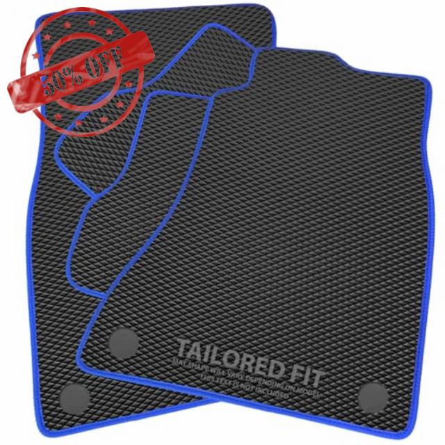 Rubber Car Mats for MG ZS Hybrid (2024 -) Exclusive Diamond Rubber with Blue Ribbed Trim [2926]
