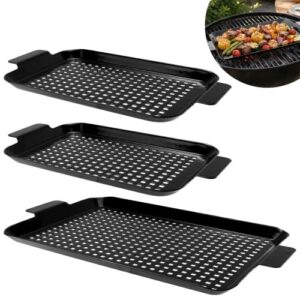 Stainless Steel Grill Topper for Outdoor BBQ                                                          Grilling Baskets Pans with Perforated Bottom