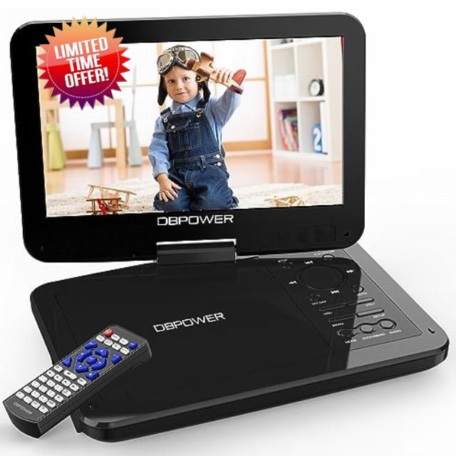 DBPOWER 12.5" Portable DVD Player with 10.5" Swivel Screen Car Built-in 5 Hours Rechargeable Battery