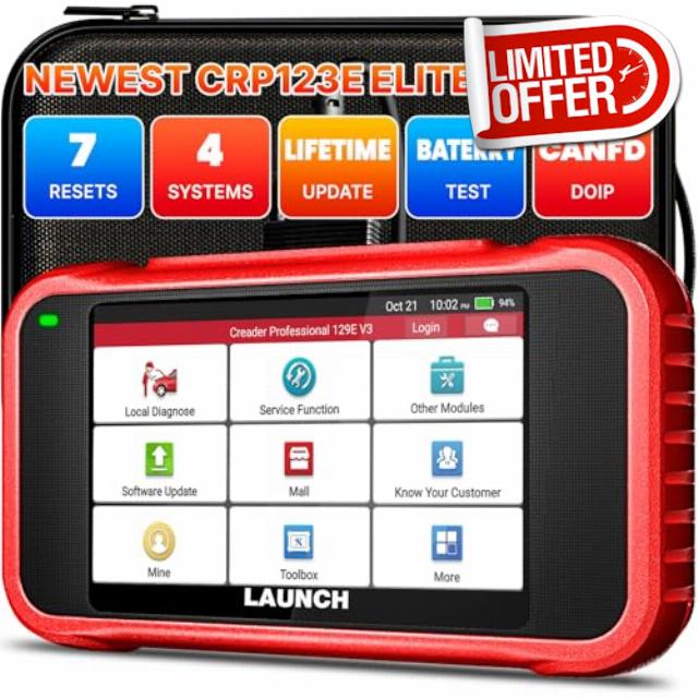 LAUNCH OBD2 Scanner CRP123E V3.0 Car Diagnostic Tool with Engine ABS SRS Transmission OBD Scanner with 7 Reset Service Oil/EPB/SAS/BMS/Throttle/Battery Reset DPF Regeneration Auto Vin Free Update | Cover 10000+ Cars
