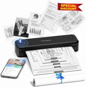Phomemo M834 Portable Themral Inkless Printer A4 300DPI - Black | Compatible with Wireless Bluetooth & USB