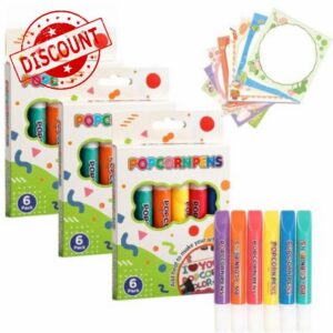 Topacme 3D Relief Art Pen Popcorn Puffy Pen，3 Bags