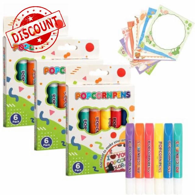 3D Relief Art Pen Popcorn Puffy Pen，3 Bags