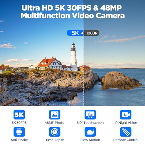 48MP Vlogging Camera with 3" 270° Rotatable Touch Screen