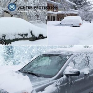 Heavy Duty Ultra Thick Protective Windscreen Cover - Snow Ice Frost Sun UV Dust Water Resistent - Pefect Fit for Cars SUVs All Years