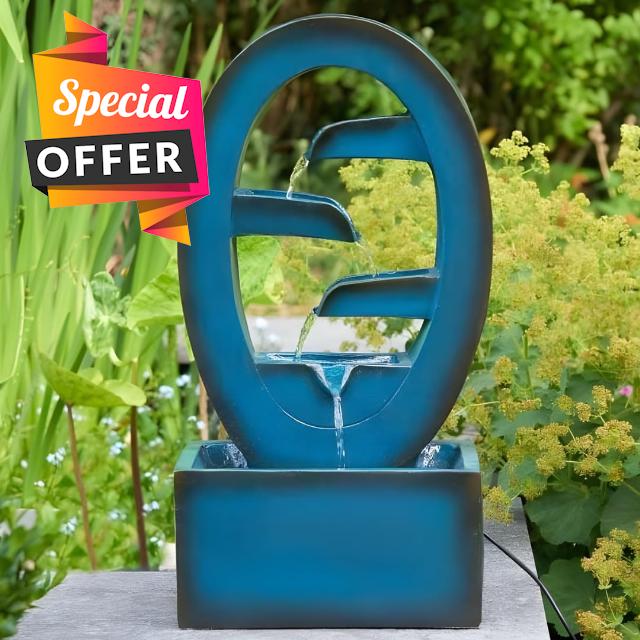 Garden Mile Solar Water Fountain Cascade – 50cm Outdoor Solar Powered Water Feature with Pump & Remote Panel
