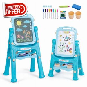 Maxmass 4 in 1 Kids Art Easel Children Double Side Easel (Green) | with Magnetic Chalkboard & White Drawing Board