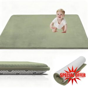 Baby Play Mat 3 CM Thick Memory Foam Crawling Mat 60 x 90 cm Grass Green                                                          Baby play mat foldable Coral Velvet Activity Rug for Tummy Time