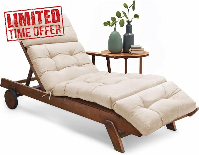 Sun Lounger Cushion Only Replacement Waterproof 189x58x12 cm Thicken Garden Sunlounger Cushions with Non-Slip Seat Pads for Indoor Outdoor Patio Reclining Chair