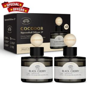 COCODOR Car Air Freshener Wood Ball Diffuser/Black Cherry / 4.4 oz / 2 Pack/Long Lasting Fragrance Oil