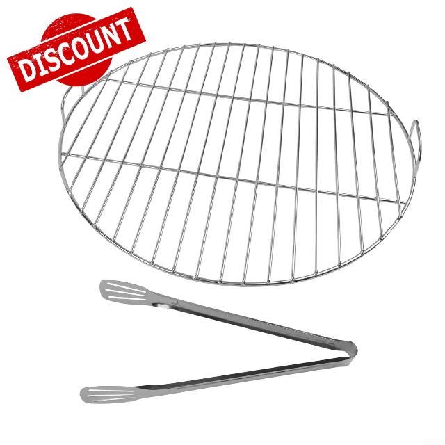 Anti-Warp Stainless Steel Round Grill Grate with Handle Oil Resistant Cooking Rack for 57-60cm Kettle Charcoal BBQ Grills(55cm)