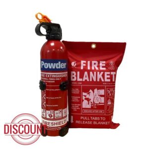 Home and Vehicle Fire Safety Pack | Small Aerosol 600g & 850g ABC Powder Fire Extinguisher with Fire Blanket - Multi Purpose Fire Extinguisher and Fire Blanket (850g)