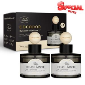 COCODOR Car Air Freshener Wood Ball Diffuser/French Lavender / 4.4 oz / 2 Pack/Long Lasting Fragrance Oil