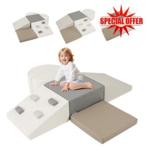 Maxmass Toddler Climb and Crawl Foam Play Set (Grey+White) | Kids Soft Play Equipment
