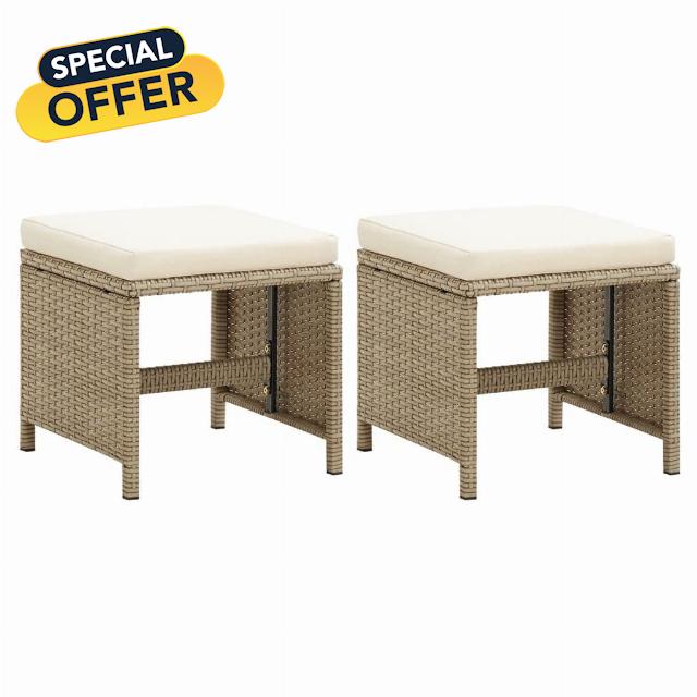 Garden Stool Set of 2 with Seat Cushions