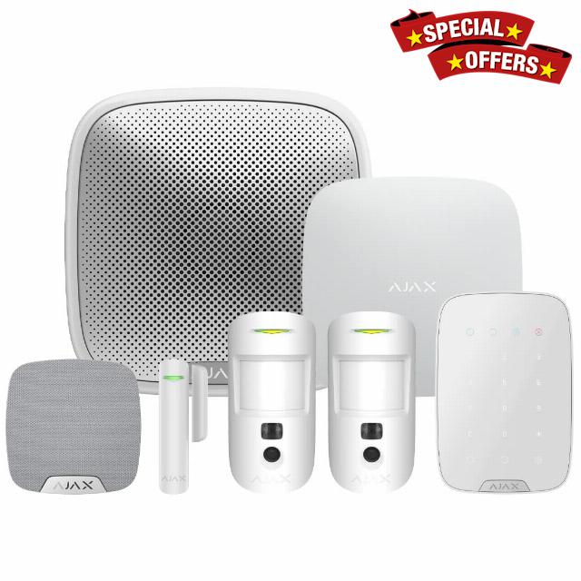 Ajax Smart Home Security System Wireless Alarm Kit with MotionCam | Protect Homes Boats Offices Garages and Holiday Properties (white)