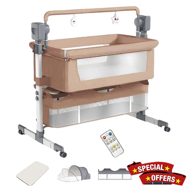 Next to me Crib Baby Bassinet Self Rocking White Music                                                          Adjustable height