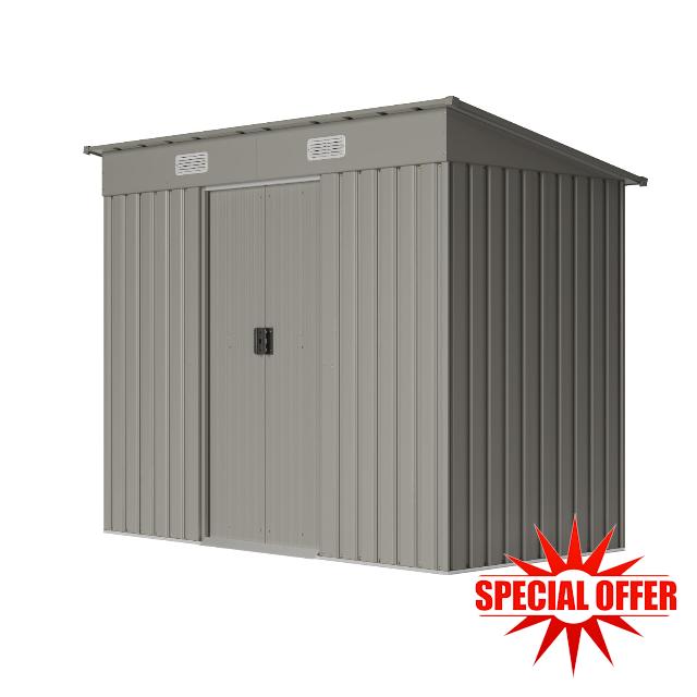 XEMQENER 8 x 4 FT Metal Garden Shed with Foundation Base