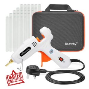 BEEWAY Hot Glue Gun 100W - inc. 30 Pack 11.2mm x 150mm Glue Sticks