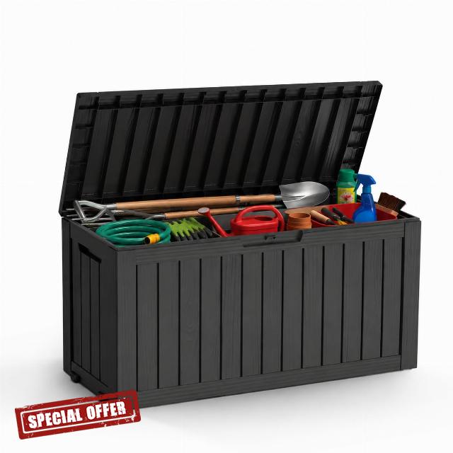270L Large Outdoor Garden Storage Box - Waterproof with Wheels                                                          **Wheels | Lockable | All-Weather Resistant Storage Chest | Cushion Store | Garden Tools | Large Parcels | Outdoor Toys**