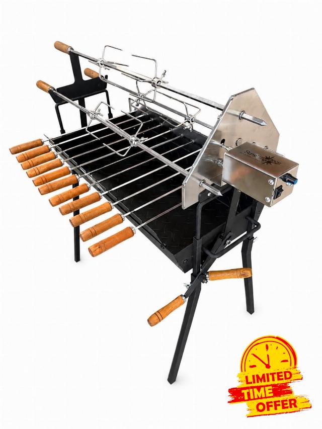 Small Cypriot Souvlaki Greek Charcoal Rotisserie BBQ Basics                                                          11 Kebab Skewers