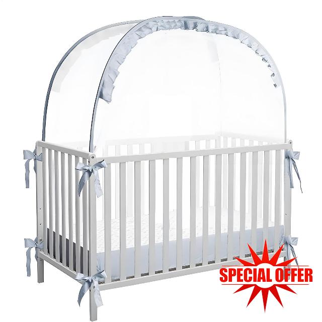Cot Bed Extension for Protection from Climbing | Breathable baby bed cover for immediate use in nursery