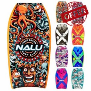 Nalu Bodyboard with Leash 33"/41" Body Board with Crescent Tail and XPE Core