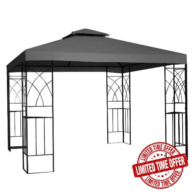 Green Bay 3x3m Anthracite Gazebo 2 Tier Canopy Replacement Top Cover Only                                                          with Air Vent Spare Part