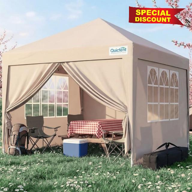 Quictent 3x3m Pop Up Gazebo with Church Window Sides Event Shelter